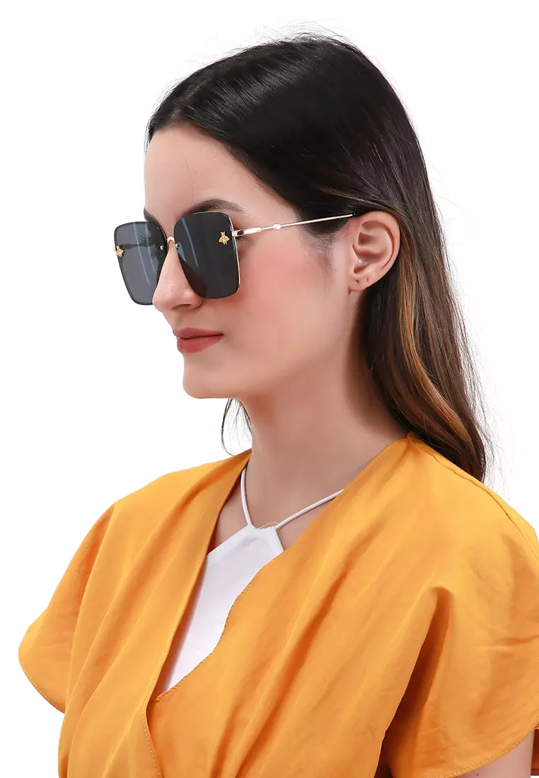 Revika Kacamata Classic Stylis Sunglasses Wanita UV Protection Material Metal ORIGINAL - Black