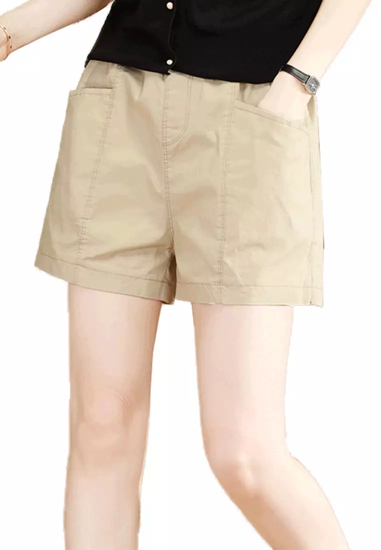 Elastic waist 2024 khaki shorts girls