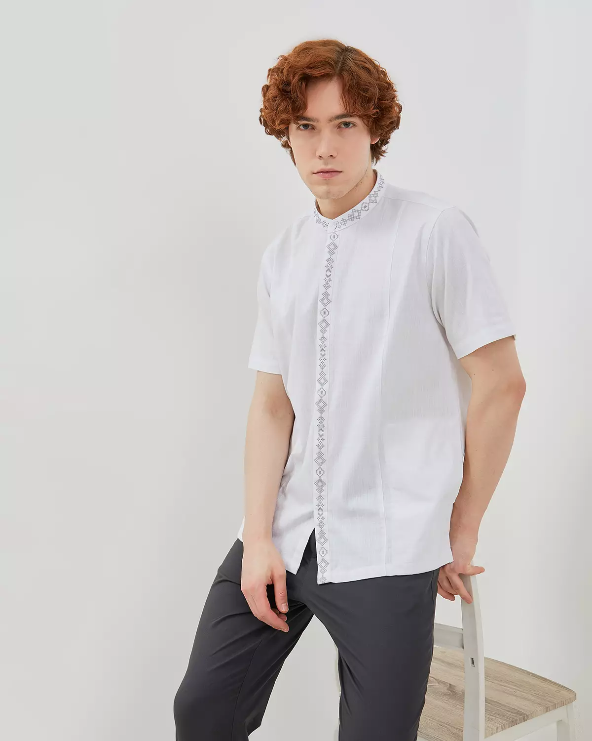 WHITE SHORT-SLEEVED KOKO SHIRT FOR MEN