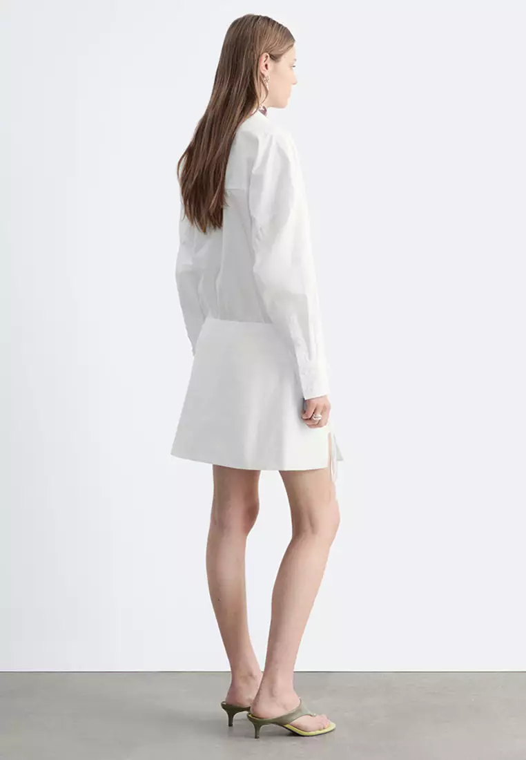 Tie-Detail Mini Shirt Dress