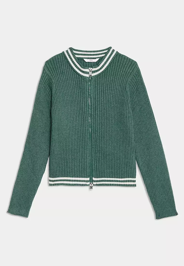 Knitted Zip Through Cardigan