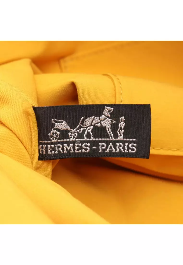 Pre-Loved Hermès bolide pouch 30 cosmetic pouch canvas yellow silver hardware