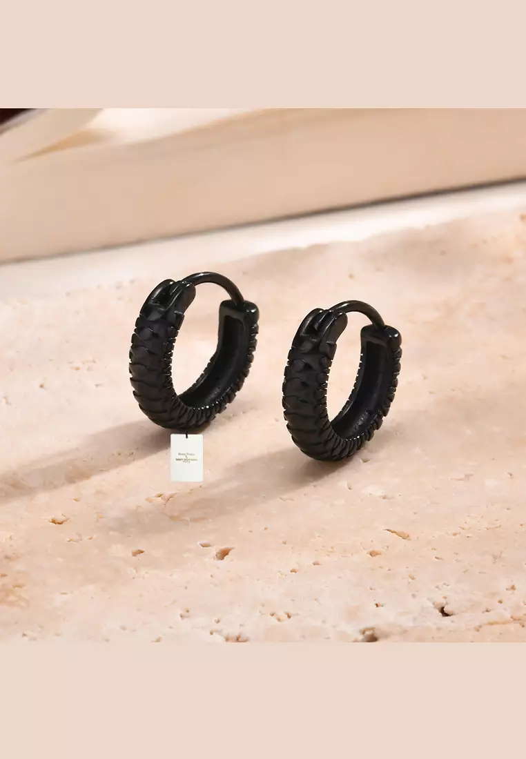 Unisex Stainless Steel Snake Pattern Hoop Earrings JW QX-EH688