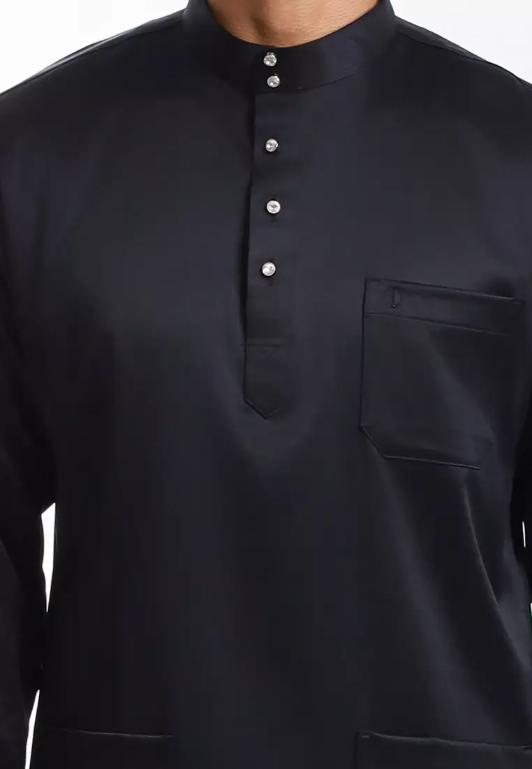 Alain Delon Baju Melayu Cekak Musang Dewasa - 19026005-99Black