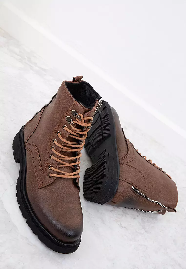 Zip Detail Combat Boots