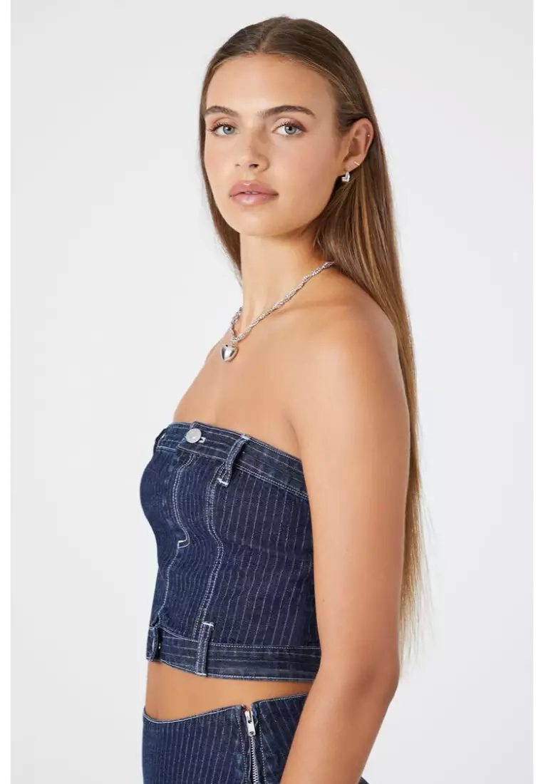 Forever 21 denim crop top sale