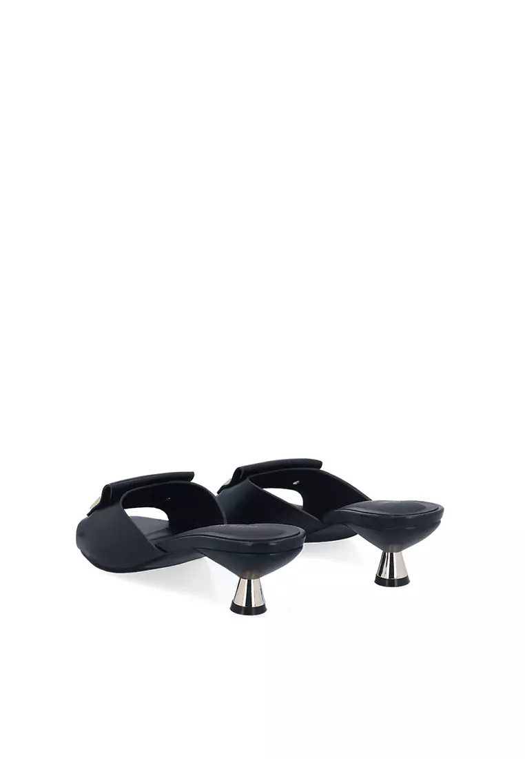 black Anara Kitten Heel Sandals