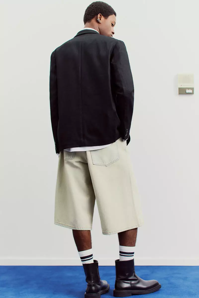 Relaxed Fit Double-breasted linen-blend jacket