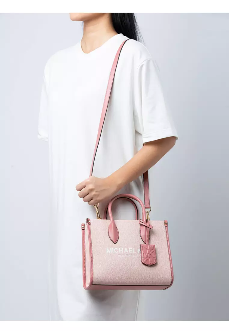 Michael Kors Mirella Small Top Zip Crossbody Bag Dark Powder Blush Pink MK
