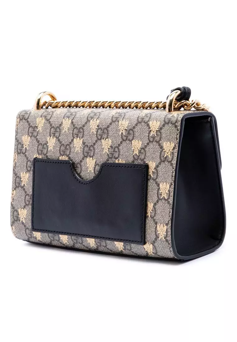 Pre-Loved Gucci Small Gg Supreme Bee Padlock Crossbody