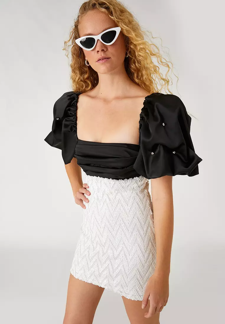 Puff Sleeves Mini Dress