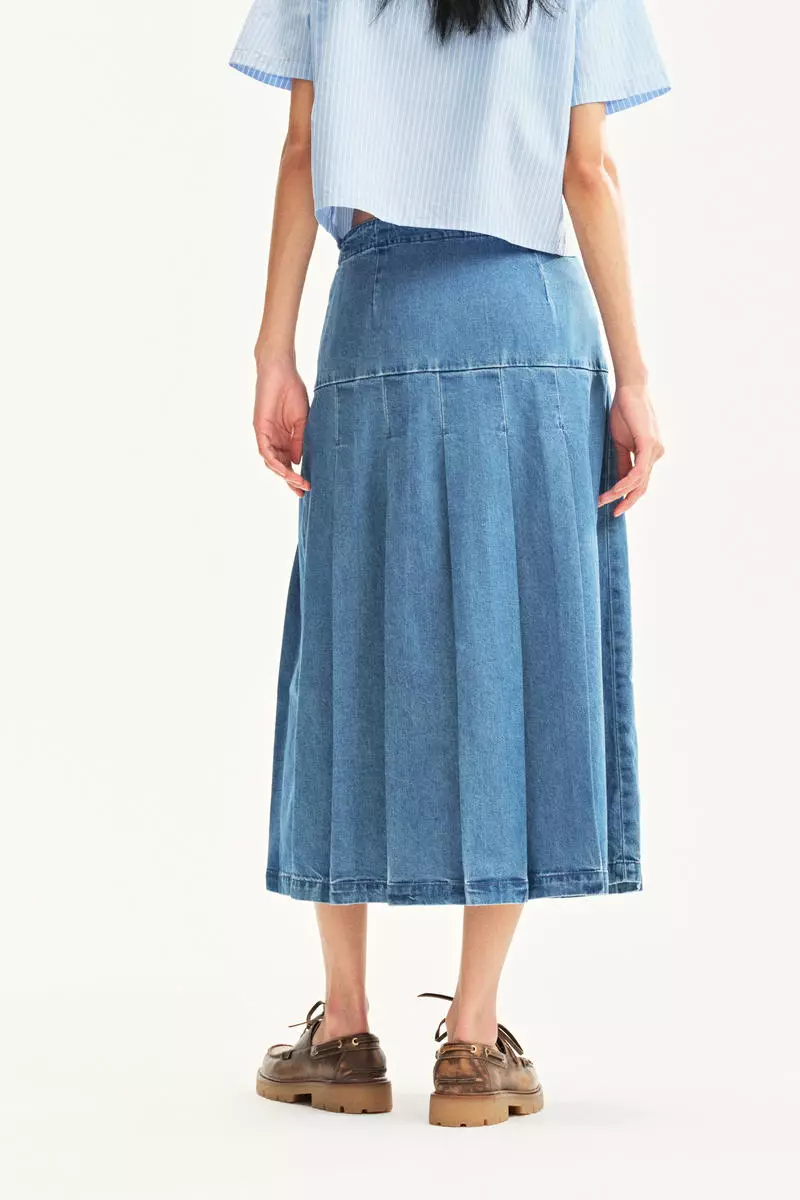 Buy H&M Pleated denim skirt Online ZALORA Malaysia