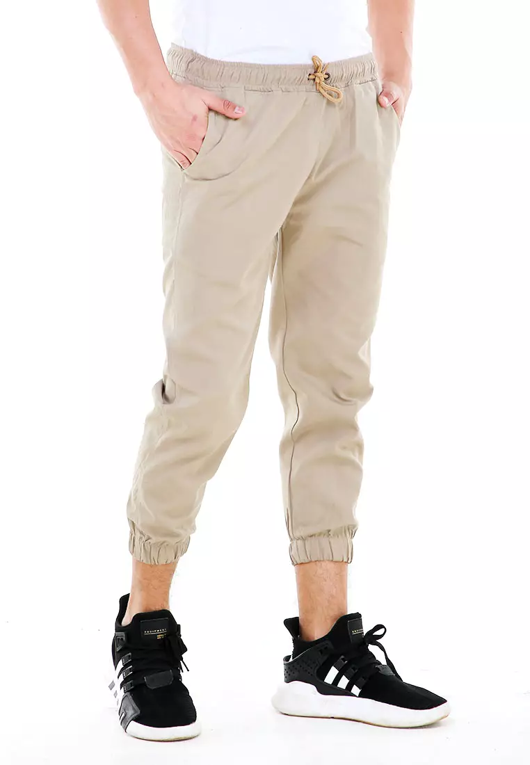 Locko Celana Panjang Sirwal Pria Simple Plain Casual Long Pants Material Baby Canvas ORIGINAL - Cream