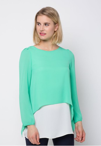 Double layer plain blouse - Green