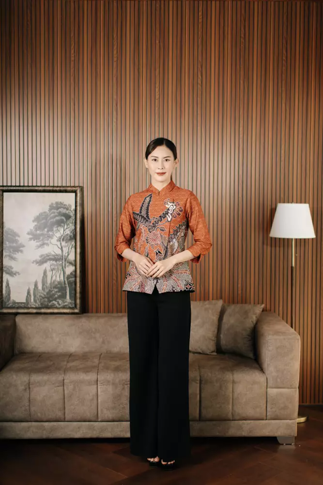 Adyatma Sasmaya Terracotta Blouse Batik Wanita Janggan Katun