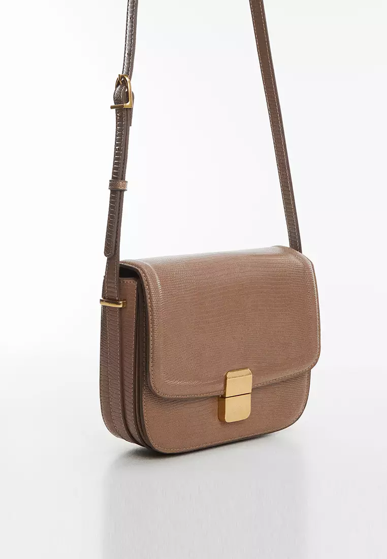 Mango Croc Effect Flap Bag ZALORA