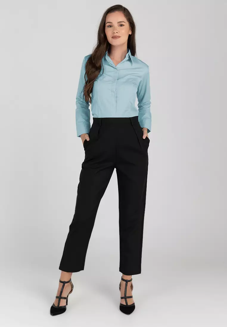Della Long Sleeve Button Down Office Blouse