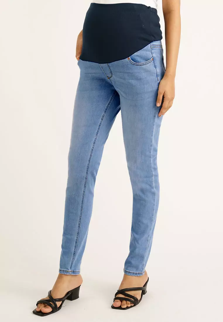 Light Blue Maternity Full Panel Skinny Jeans