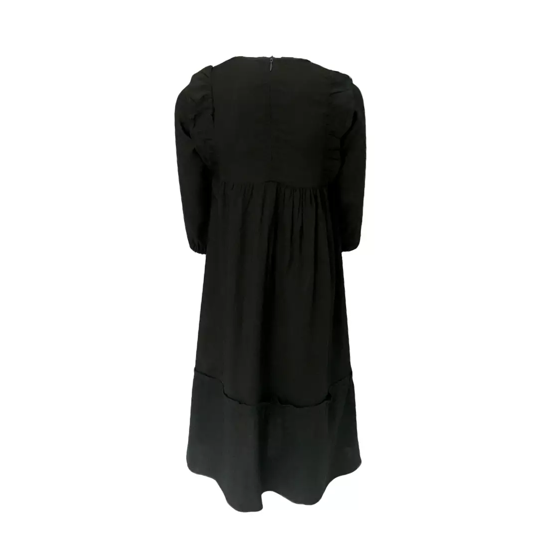 Pingu Gamis + Hijab Anak Perempuan Bordir Flower Hitam Q95400130
