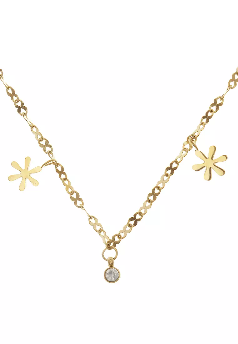 Gelang Rantai Aksesoris Wanita Motif Bunga Design Casual Premium Quality - Gold