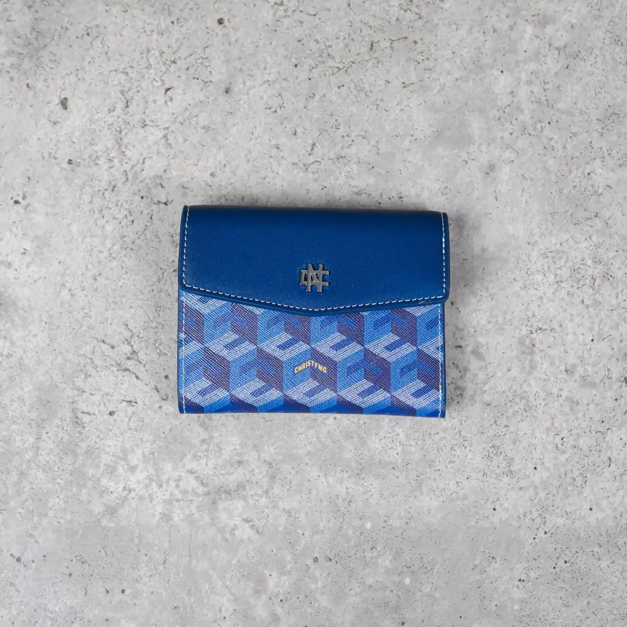 Dompet CHRISTY NG RUBIO MONOGRAM PATTERN BLUE TRIFOLD WALLET 100% ORIGINAL