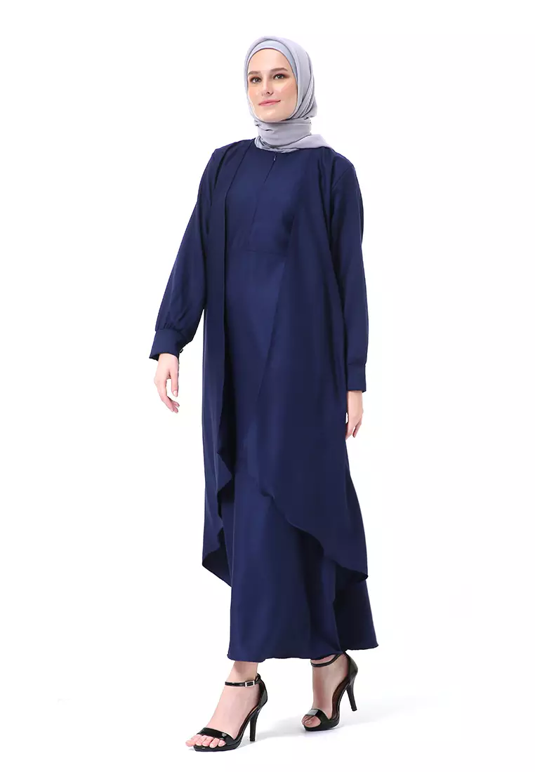 Catline Dress Gamis Jumbo Syar'i Lengan Panjang Regular Fit Premium Quality - Navy