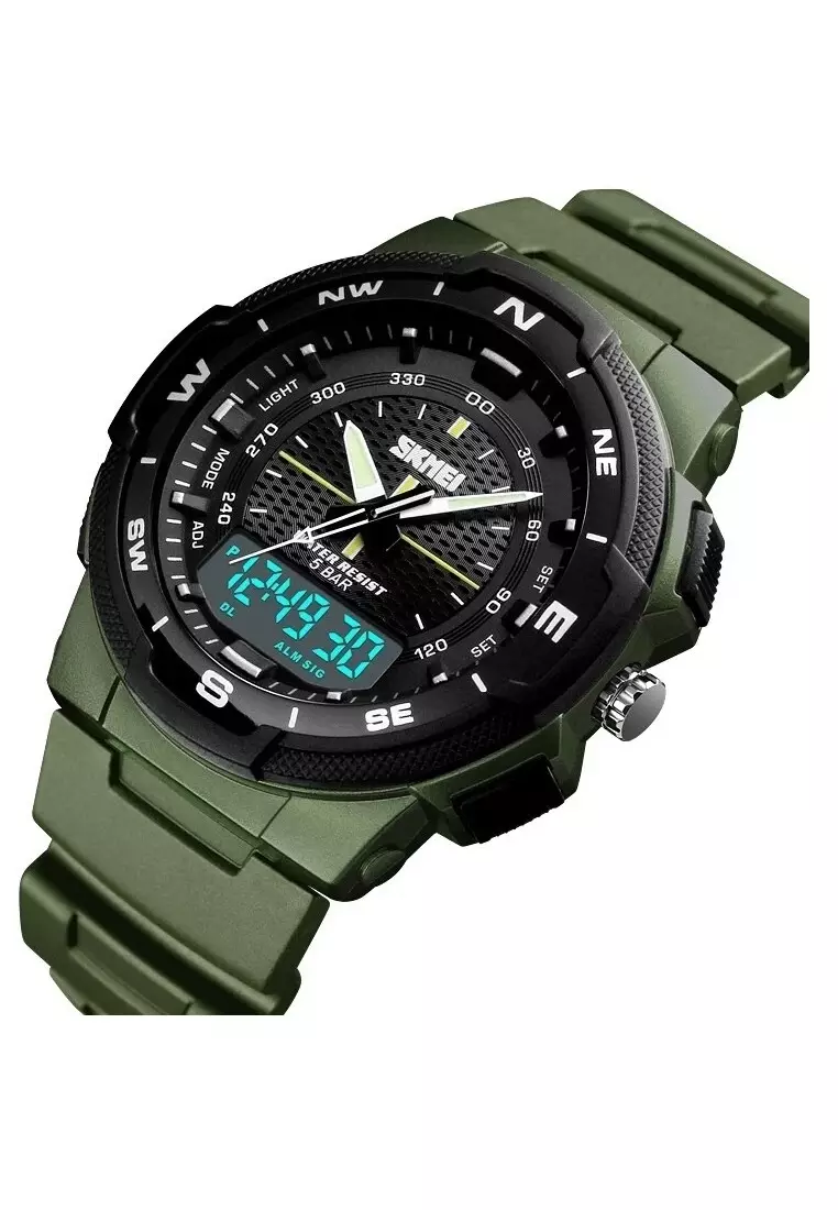 Jam Tangan Kasual Analog Digital Pria Waterproof Strap Tali Material PU PP02 ORIGINAL