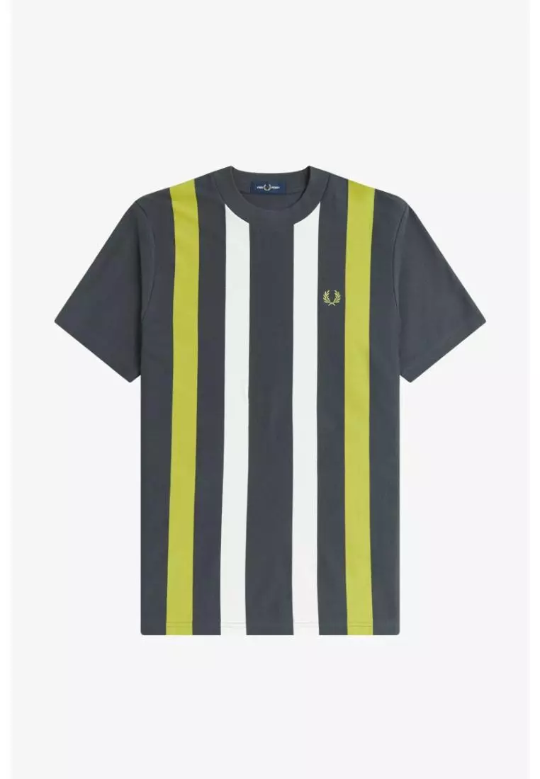 Fred Perry M1761 Vertical Stripe T-Shirt (Anchor Grey)