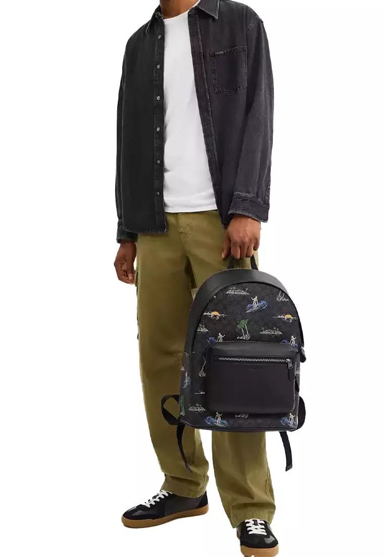 West Backpack In Signature Canvas With Surf Print CBI31