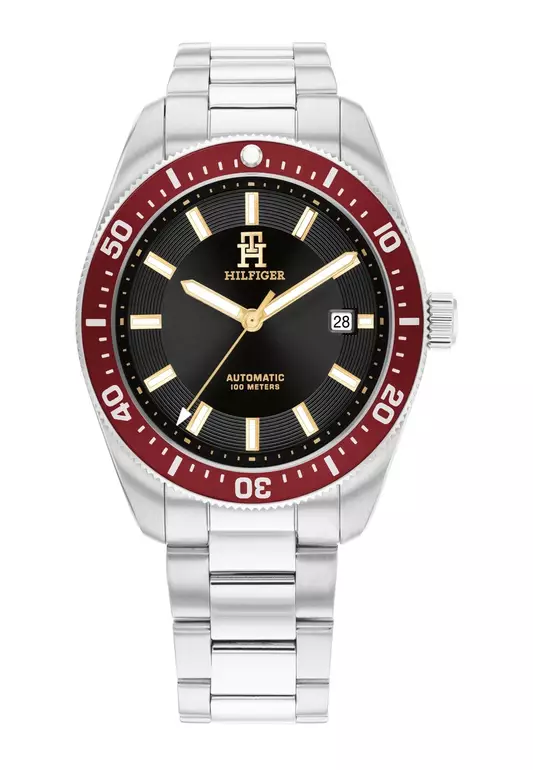 Men's Automatic Stainless Steel Bracelet & Black Dial Watch - TH1792154
