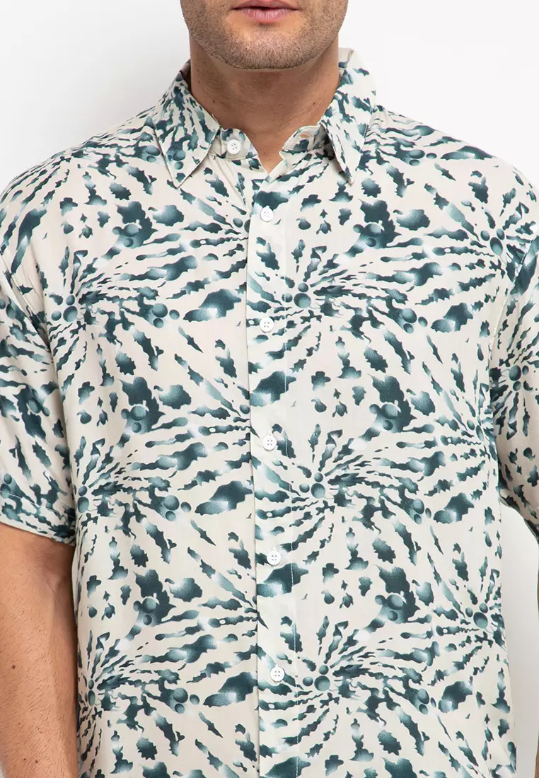 Nade Japan NTA02 Kemeja Pria Kasual Motif Tie Dye C3 Aqua Green