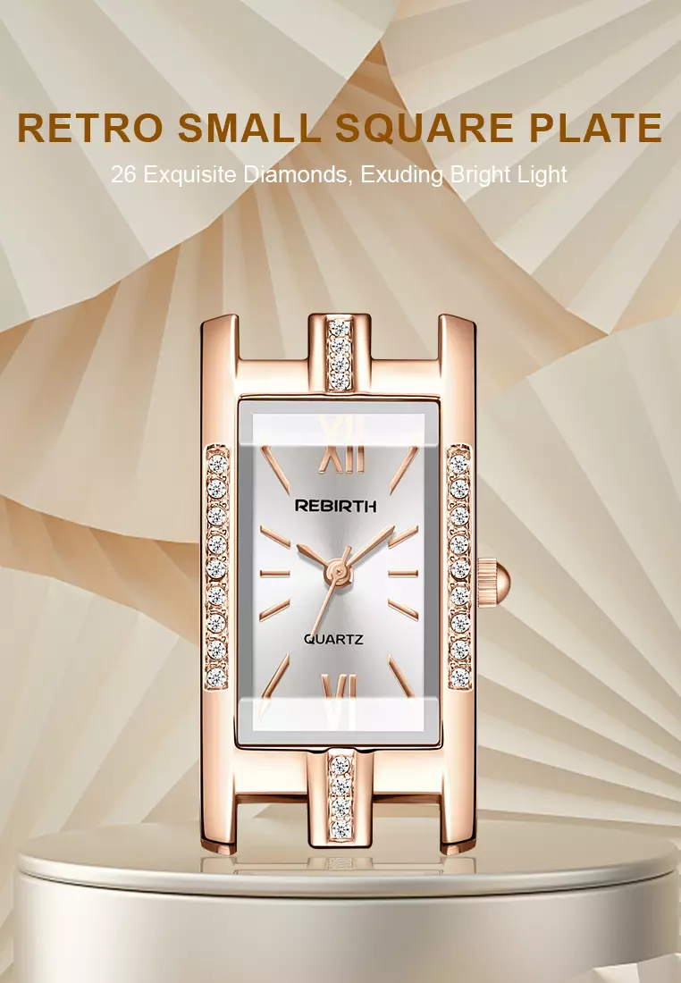 Jam Tangan Wanita Anggun Tali Kulit Berlian Jam Tangan Cewek Hitam