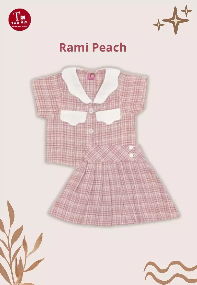 Two Mix - Cloudy Set Setelan Anak Perempuan  - One Set Anak Cewek 1-12 Tahun 4399 Peach