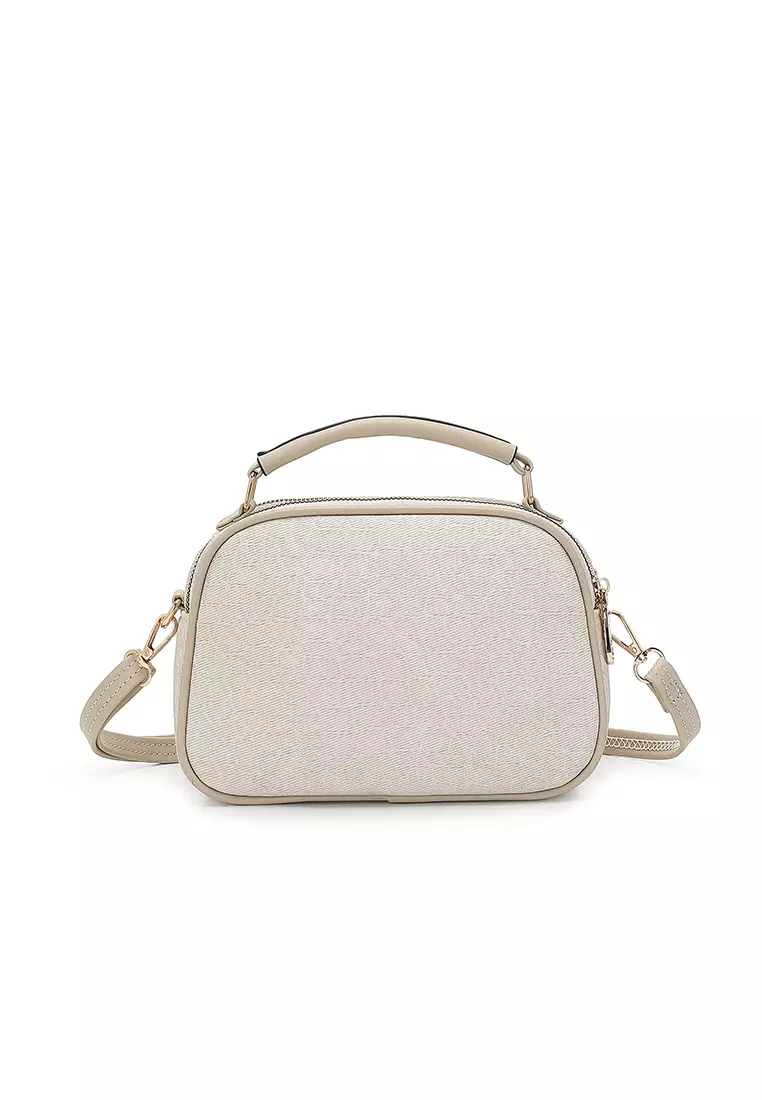 Women's Top Handle Bag / Sling Bag / Crossbody Bag / Shoulder Bag (Tas Tangan Wanita / Tas Selempang Wanita / Tas Bahu Wanita) - Krem