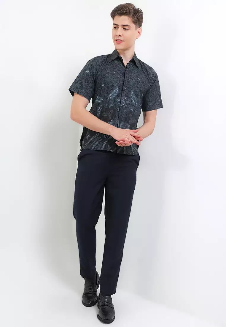 Lakeswara Kemeja Batik Exclusive Premium Pria Casual Modern Lengan Pendek
