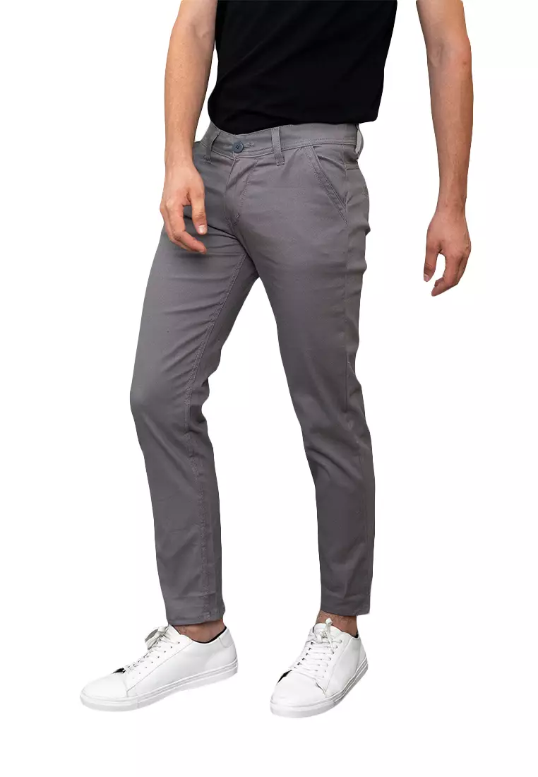 Celana Chino Panjang Pria Slim fit Jeans Abu tua