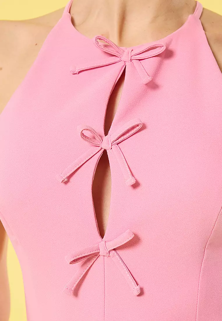 Bow and Cut-Out Mini Dress