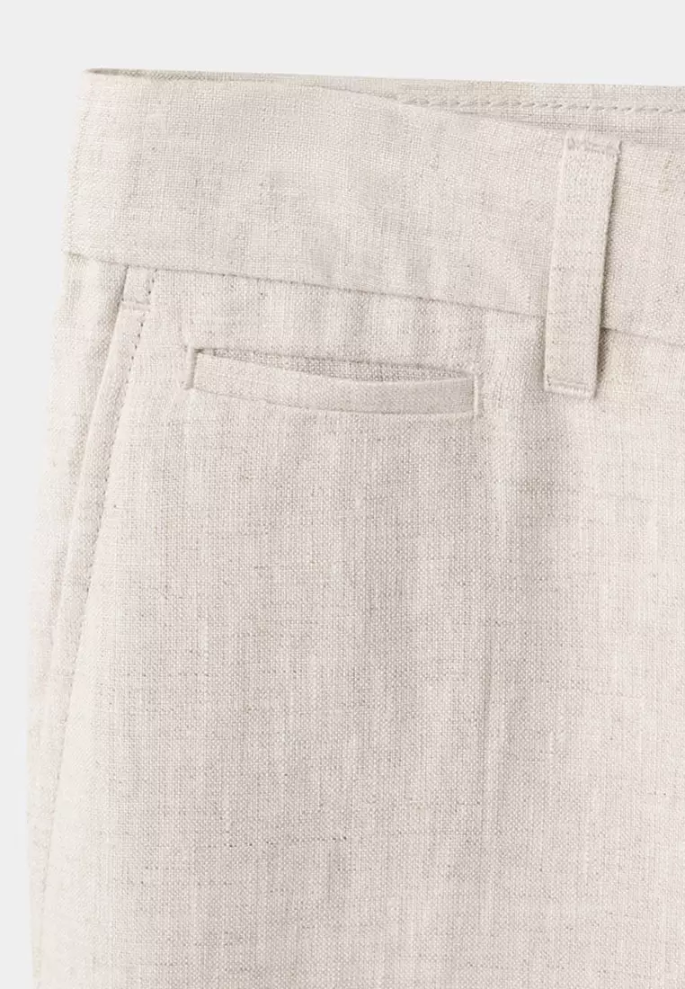 Slim-Fit 100% Linen Trousers