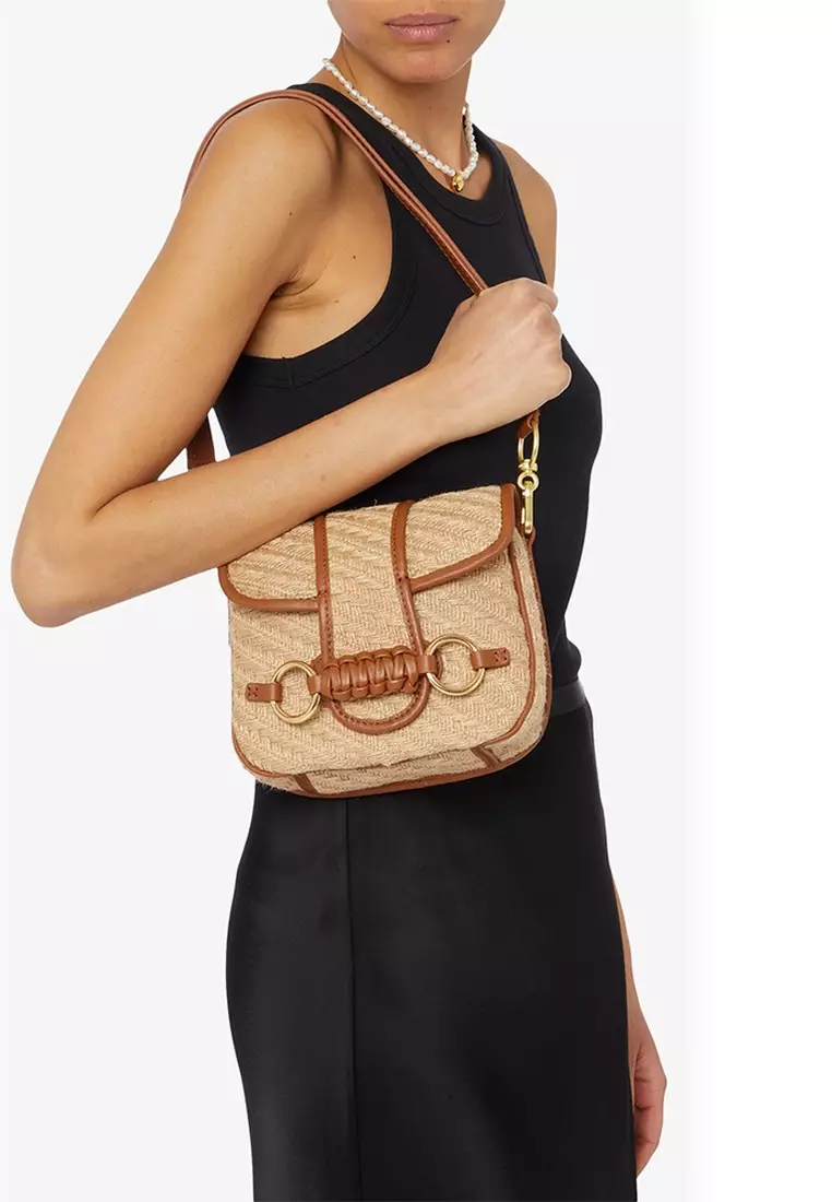 Saddie in Natural Jute Shoulder Bag for Women in Caramelo