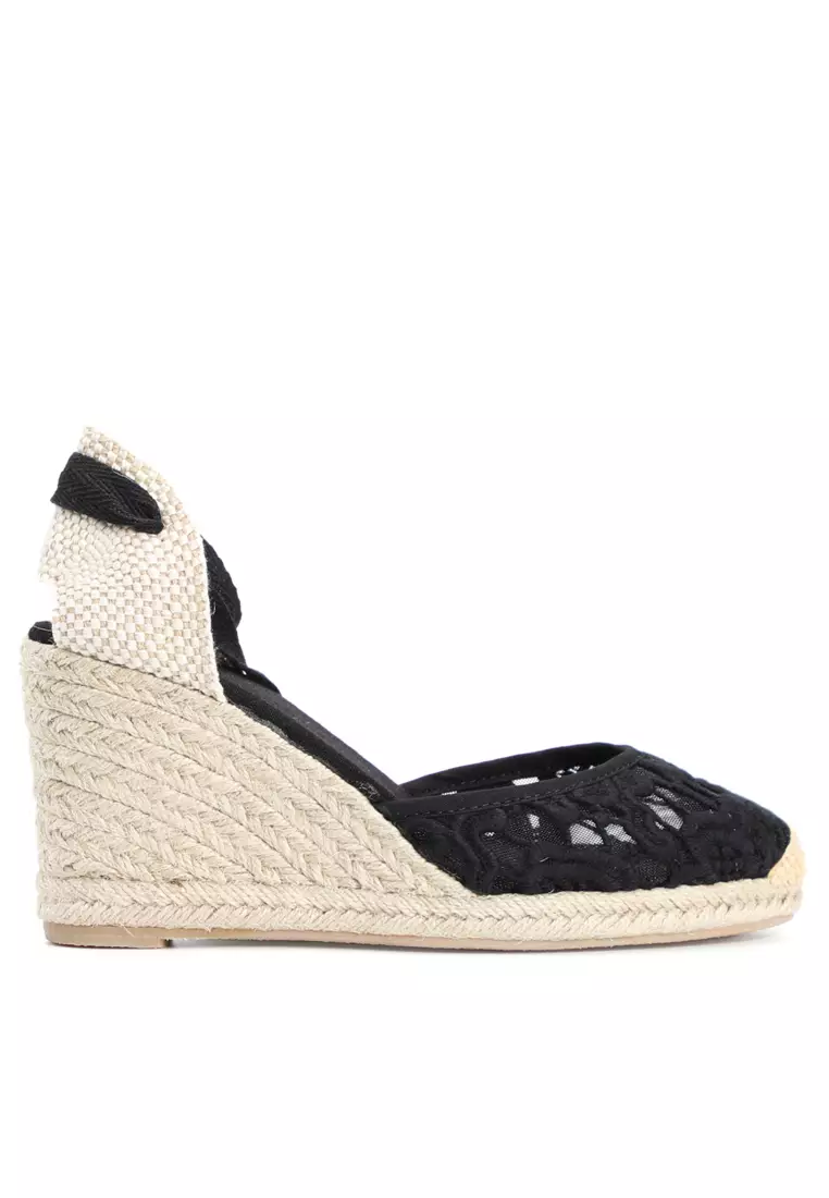 9CM Lace Up Mesh Wedge Espadrilles HB105