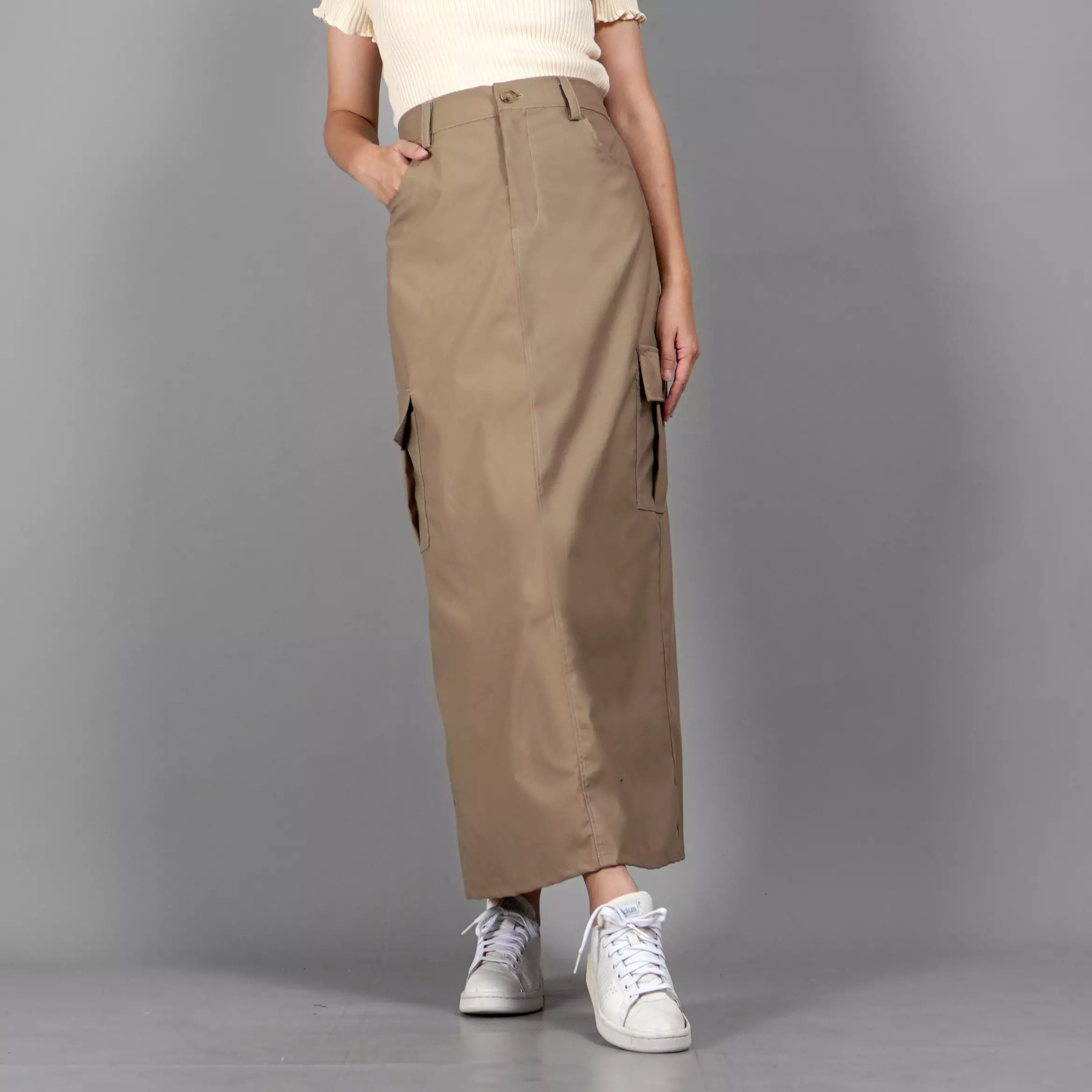  MAGGIE Rok Cargo Bawahan Wanita Kekinian Model Terbaru - KHAKI