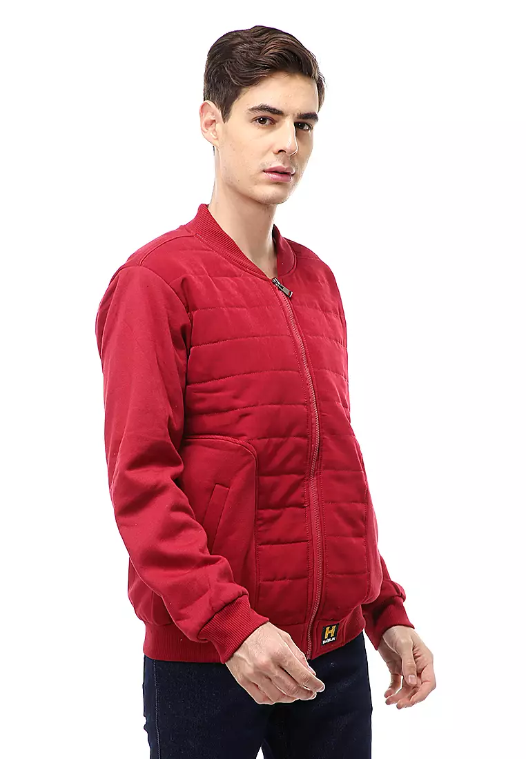 Clover Outerwear Jacket Pria Sporty Design Material Polyester ORIGINAL - Maroon