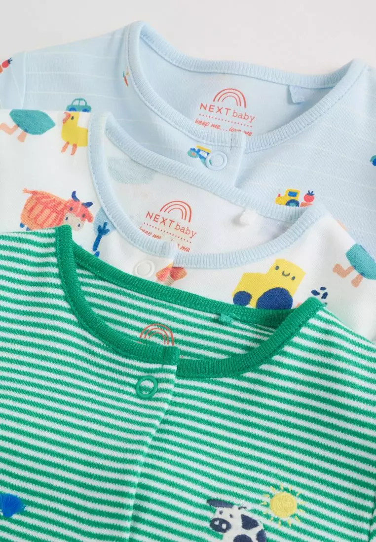 3 Pack Baby Sleepsuits