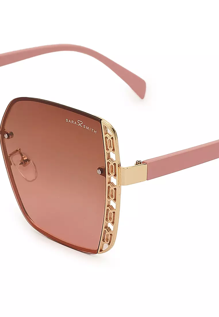 Unisex Polarized Oversized Sunglasses (Kacamata Hitam) - Cokelat / Merah Jambu