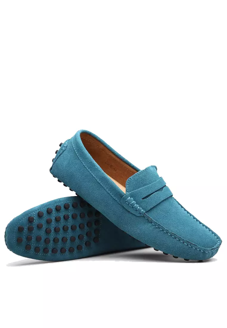 Mens blue suede hot sale driving shoes