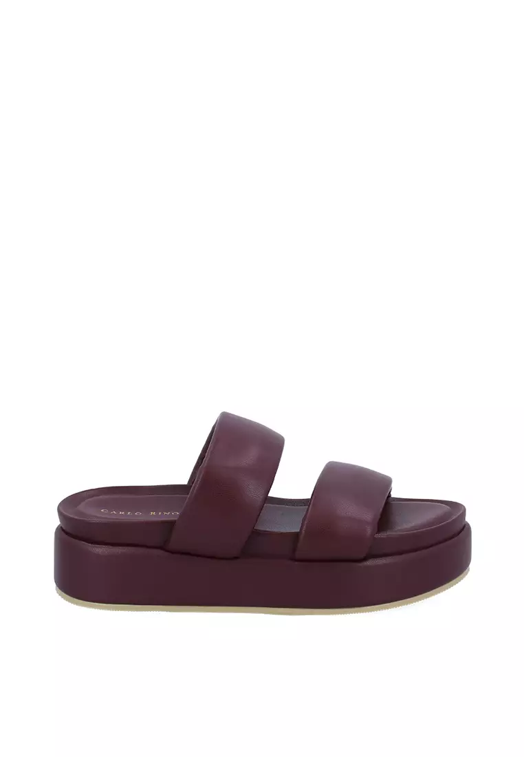 Discount on Carlo Rino  shoes - SKU: Maroon CR Bernice Double Strap Slides
