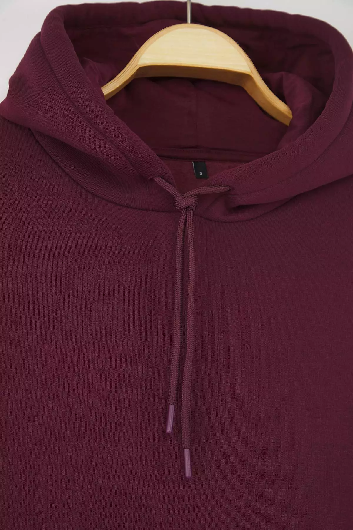 Plum Thick Polar Fleece Oversize/Wide Pattern Hooded Basic Knitted Sweatshirt Twoaw24Sw00103