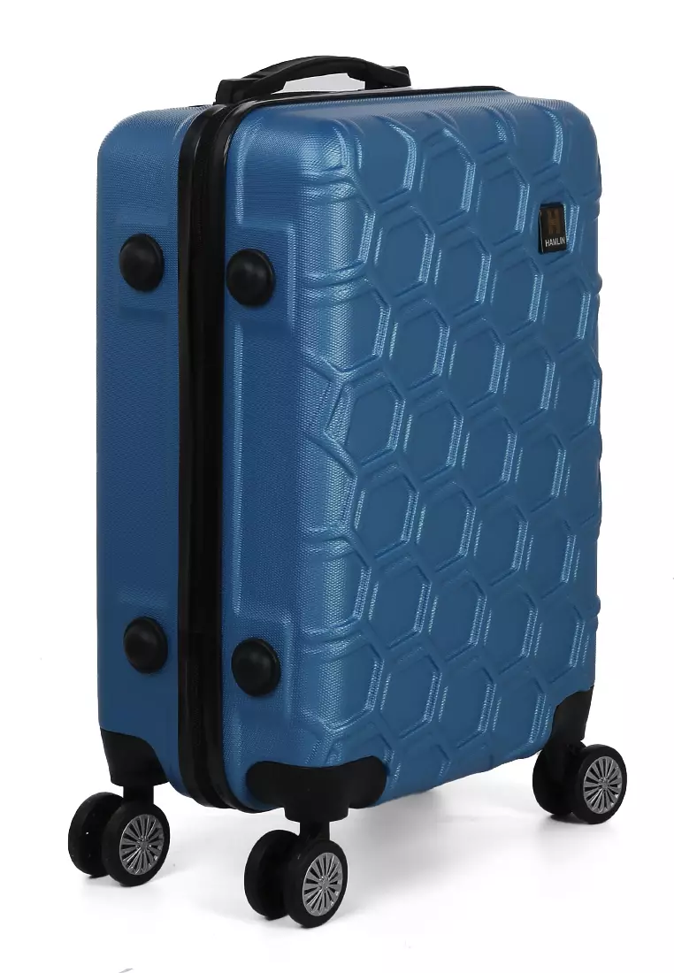 Carlton Koper Hardcase Desain Hexagon Size 20 Inch Suitcase Unisex with Rear Compartment Rubber Slot Material ABS+PVC Coated ORIGINAL - Blue