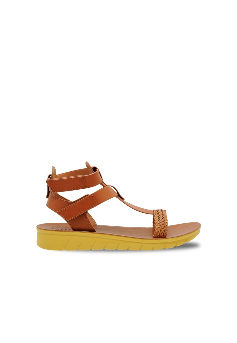 Noveni Sling Back Faux Leather Strap Casual Sandals