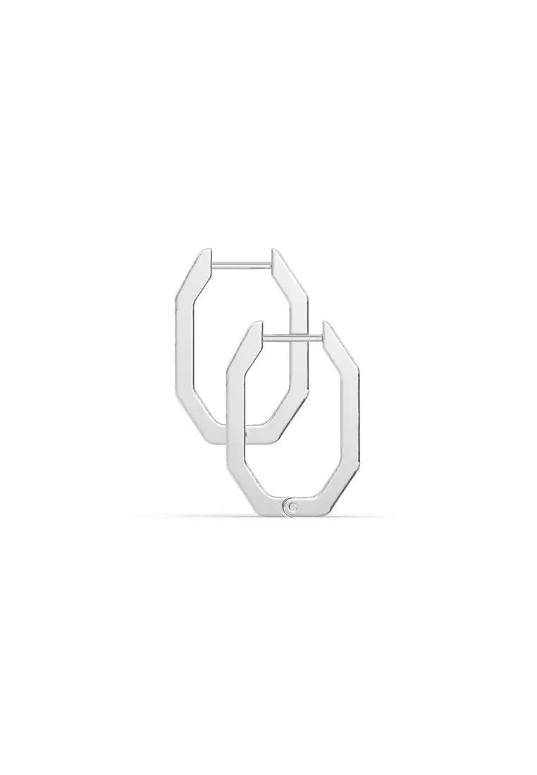 Geometric Huggie Hoop Earrings in 14K White Gold D/E-VVS/VS (0.25ct TDW)